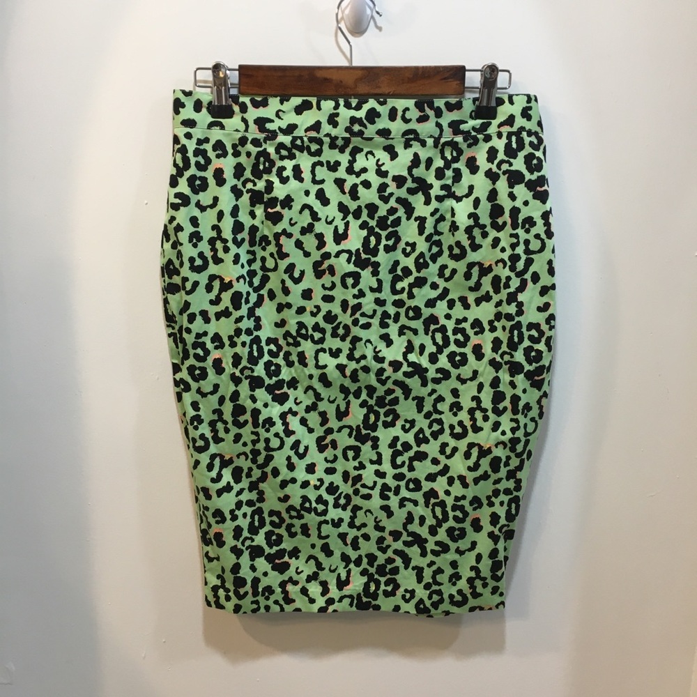 Forever 21 Neon Green Leopard Print Pencil Skirt
